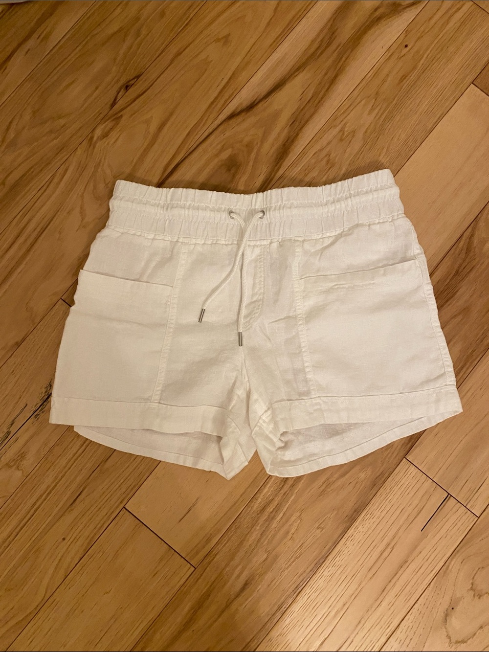 Athleta White Drawstring Linen Shorts